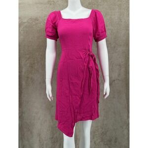 Maeve Anthropologie Dress Womens US 2 Pink Raspberry Faux Wrap Vacation Summer